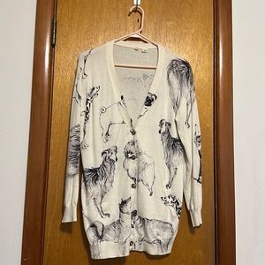 Anthropologie Moth Ivory Pooch Posse Dog Cardigan RARE